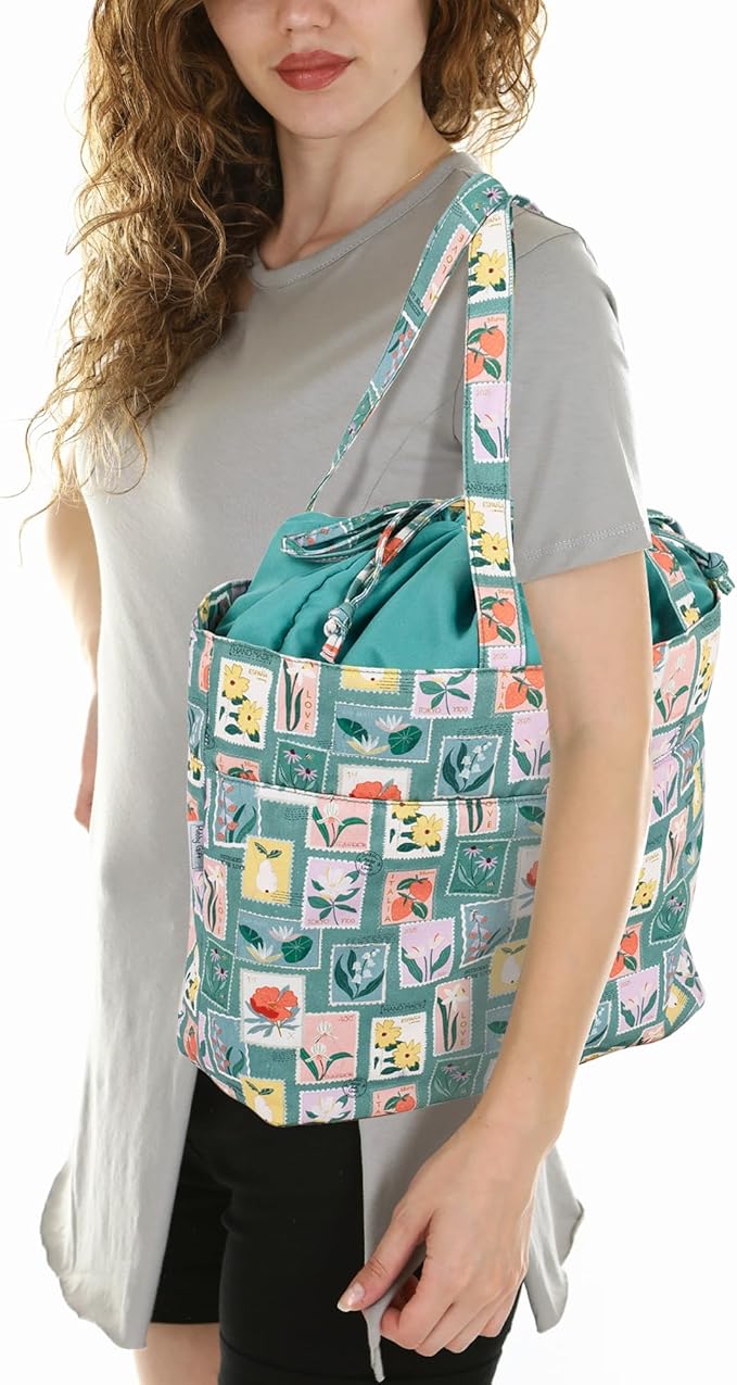 Hobby Gift Craft Bag (L) Drawstring Embroidered Stamps