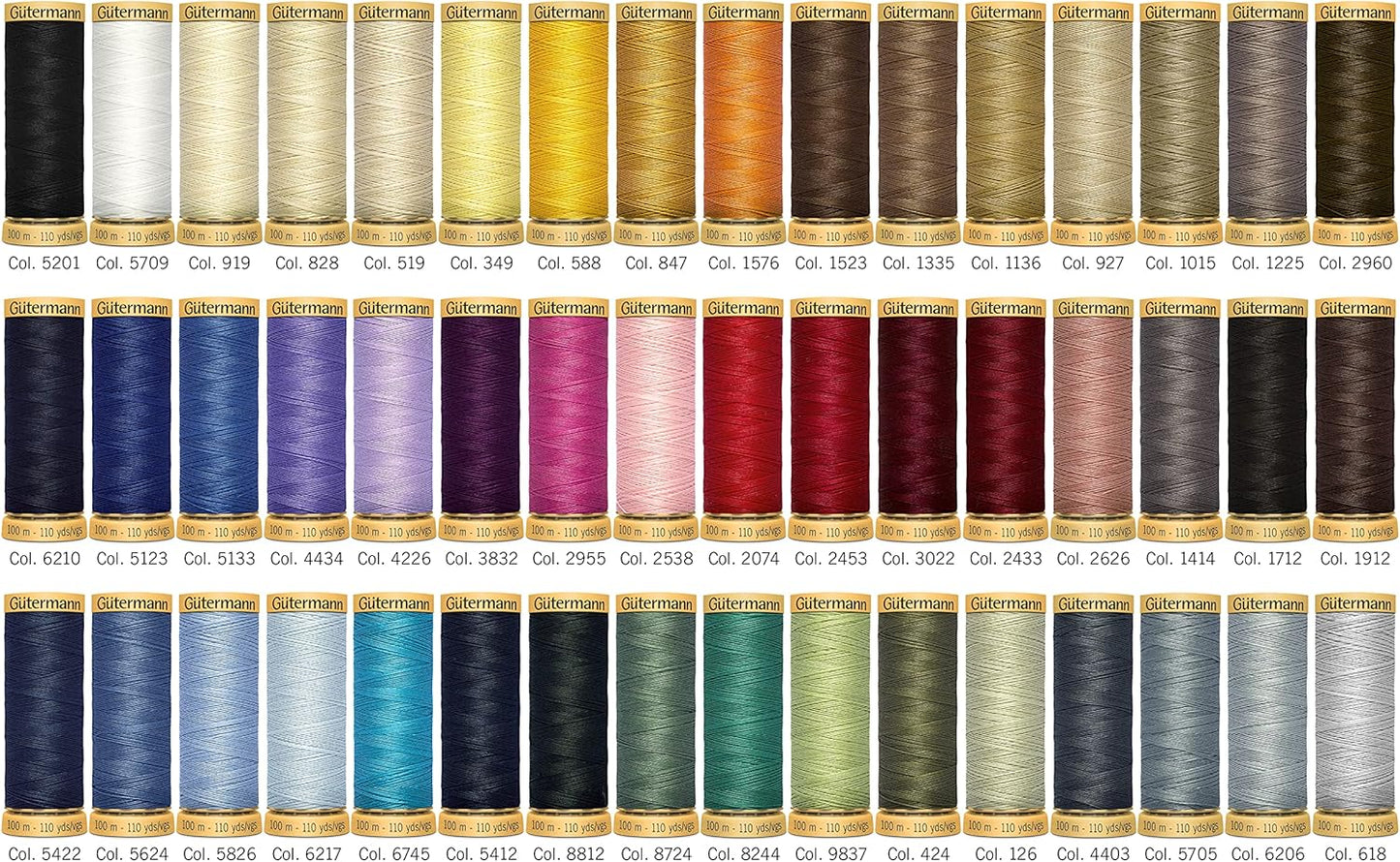 Gutermann Thread Storage Tin: Natural Cotton C. No.50: 48 x 100m: Assorted