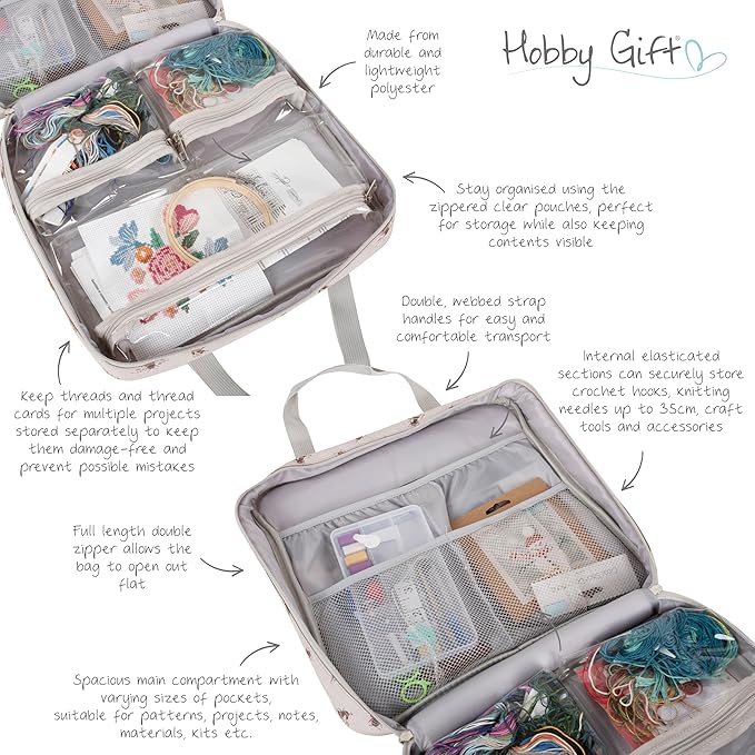 Hobby Gift Project or Craft Bag with Embroidery Hoop Storage Soft: Bee