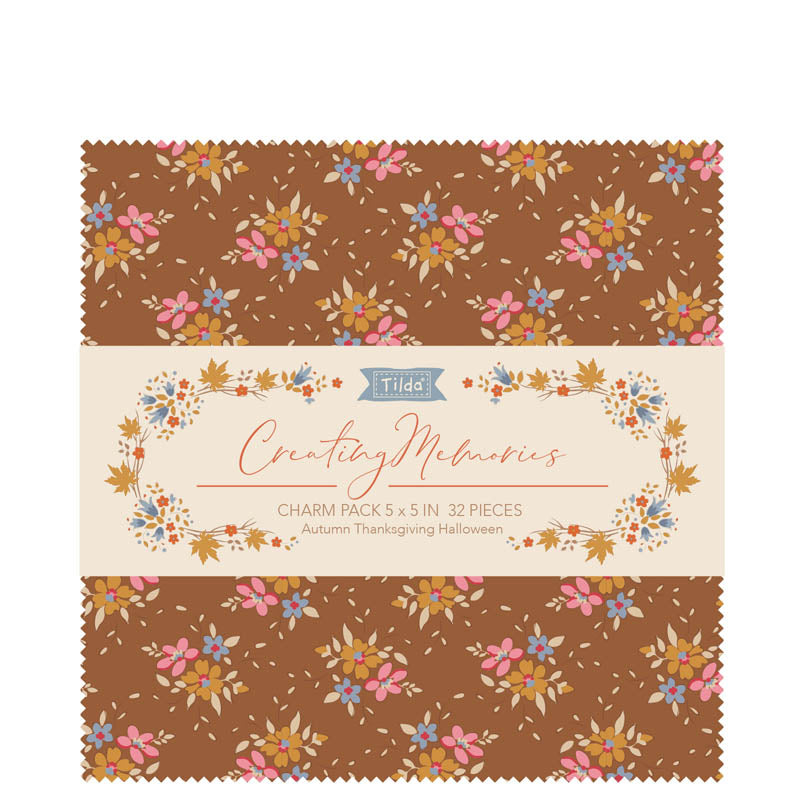 Tilda Fabric: Charm Pack: Permanent: Creating Memories: 12.5 x 12.5cm: Autumn: 32 Pieces