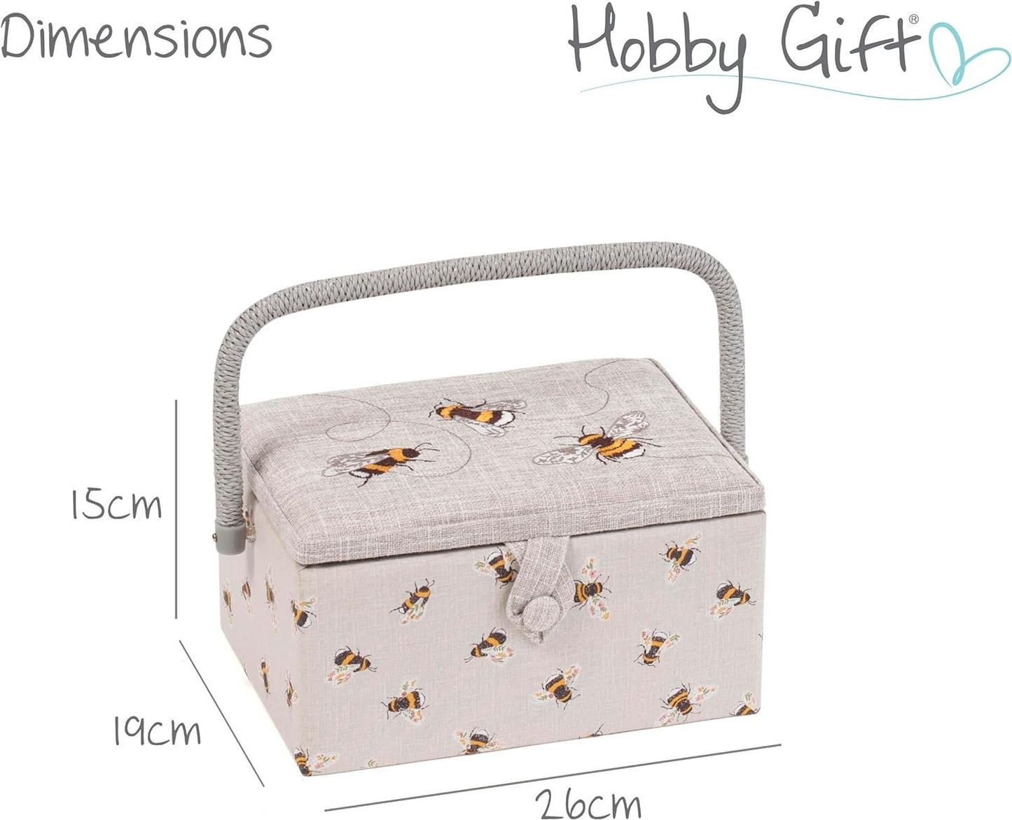 Hobby Gift Medium Sewing Craft Hobby Storage Box, Embroidered Bee