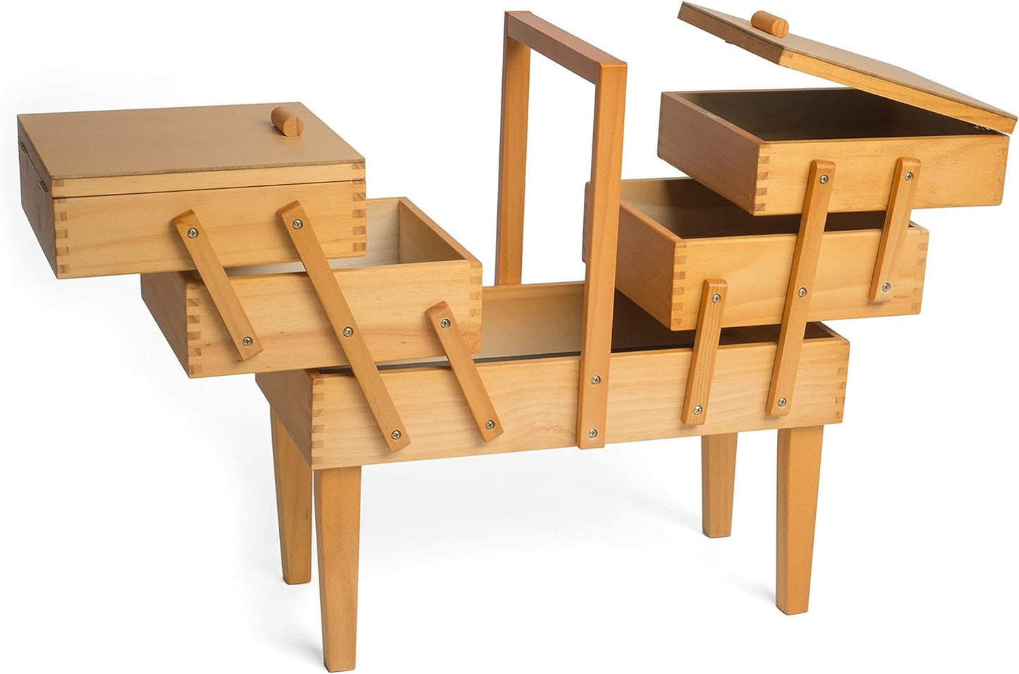 Hobby Gift Cantilever Sewing Crafting Storage Wooden Box with legs 21.2 x 41.9 x 44.7cm