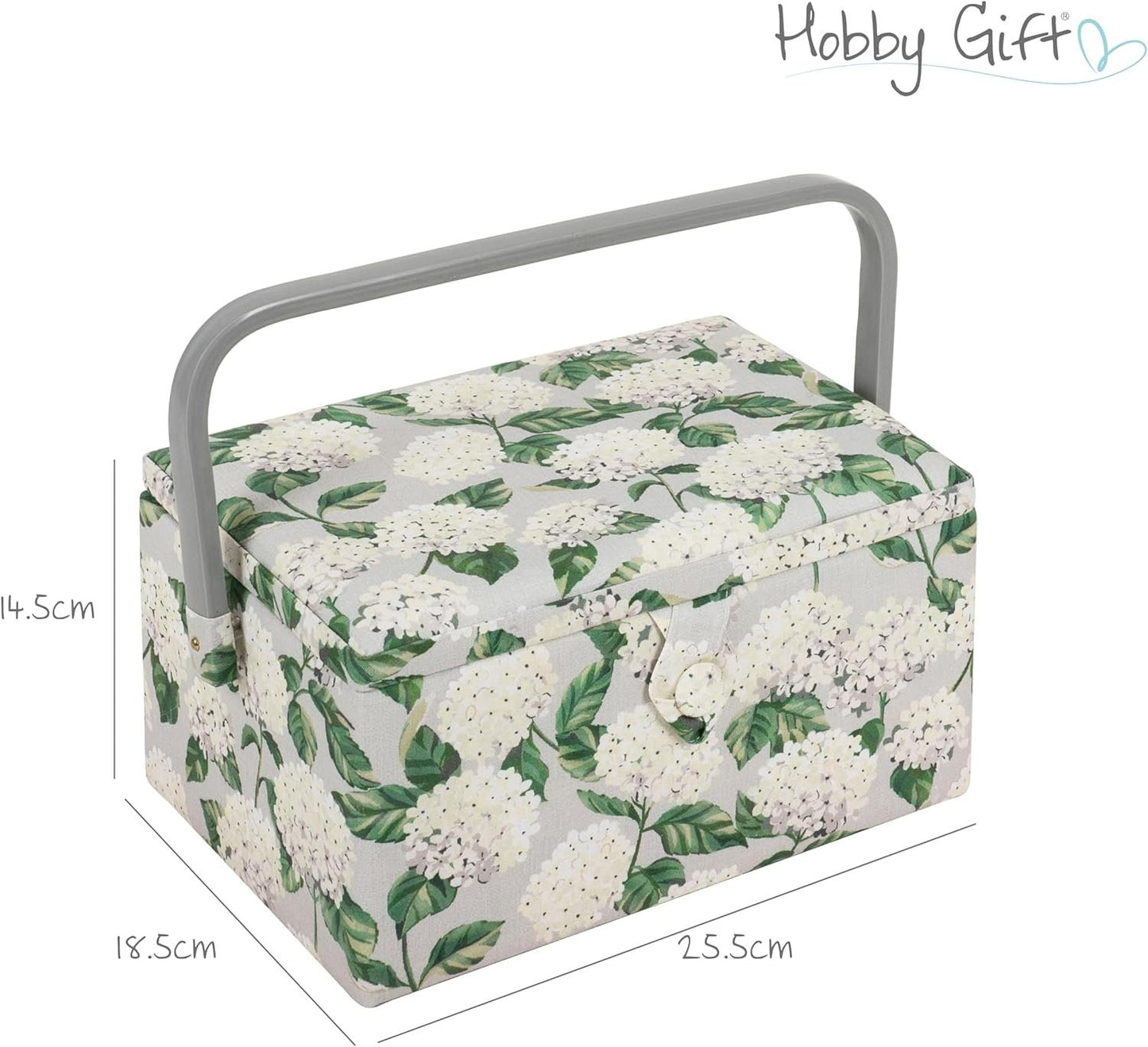 Hobby Gift Medium Sewing Craft Storage Box, Hydrangea, 18.5 x 25.5 x 14.5cm
