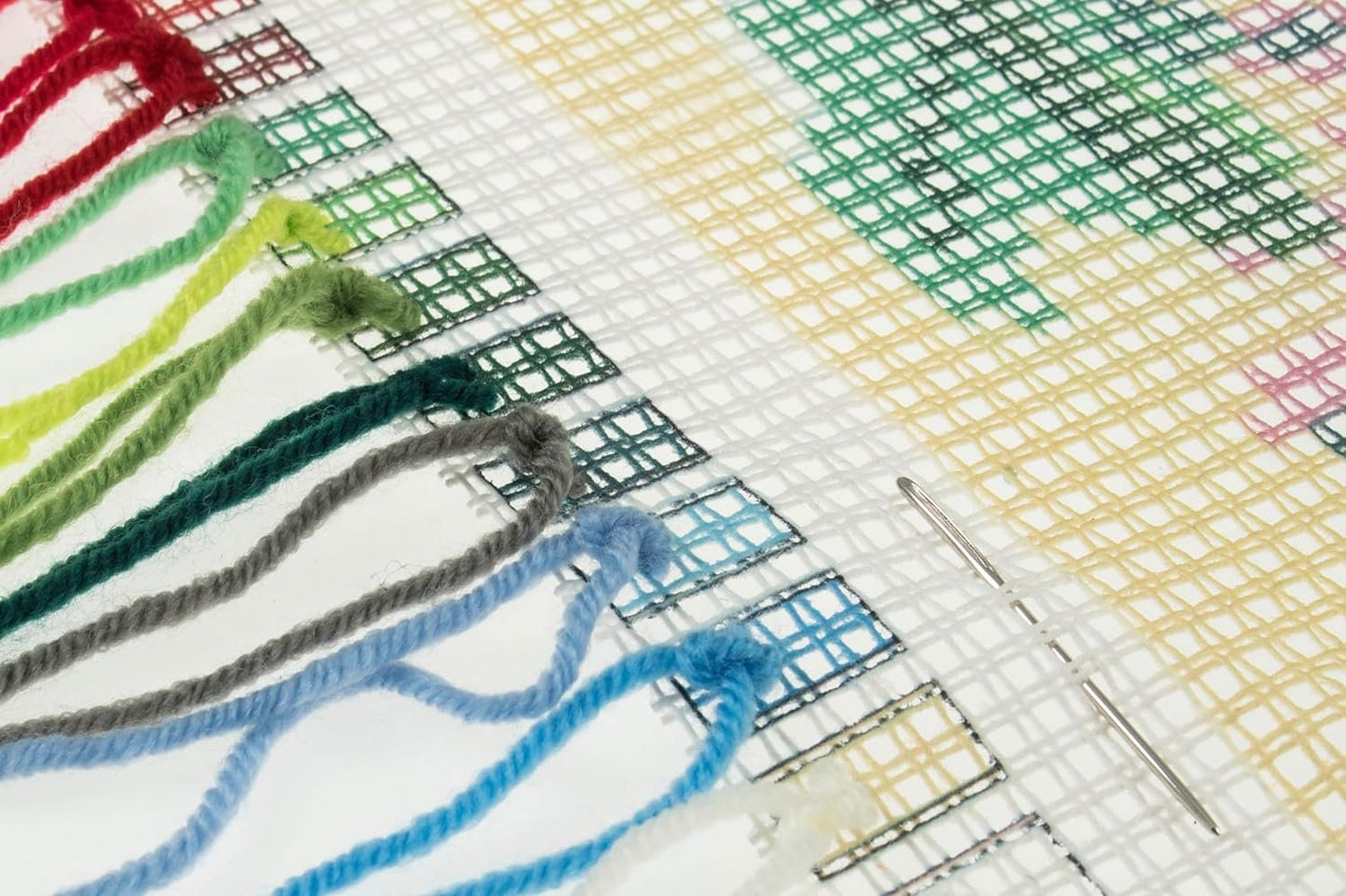 Trimits Cross Stitch Cushion Kit, Cushion Back Included, Pre Printed Canvas, Yarn and Needle Included 40 x 40cm, Floral Bloom