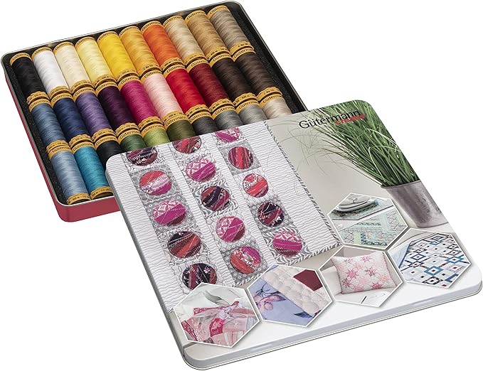 Gutermann Thread Storage Tin Natural Cotton C. No.50. 30 x 100m: Assorted