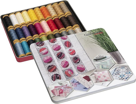 Gutermann Thread Storage Tin Natural Cotton C. No.50. 30 x 100m: Assorted