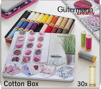 Gutermann Thread Storage Tin Natural Cotton C. No.50. 30 x 100m: Assorted