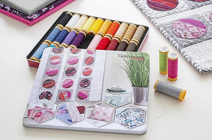 Gutermann Thread Storage Tin Natural Cotton C. No.50. 30 x 100m: Assorted