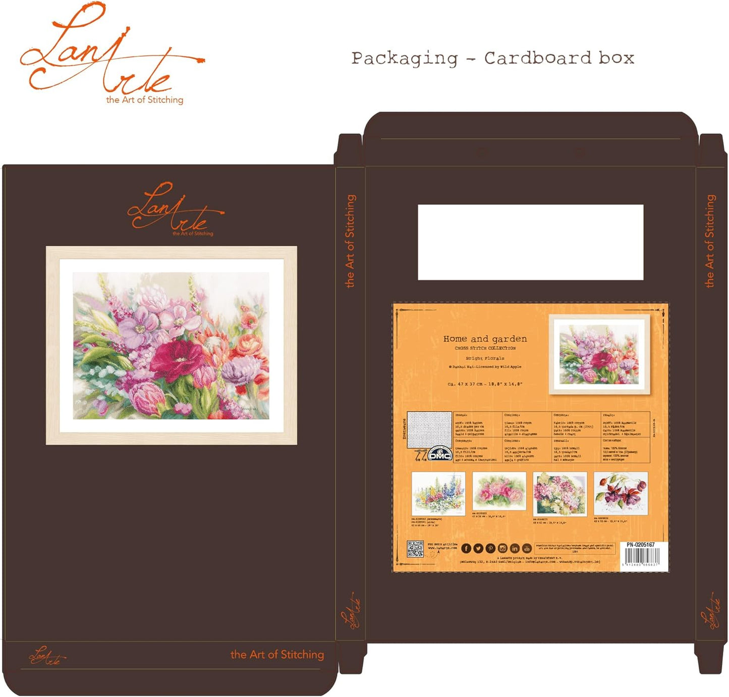Lanarte Counted Cross Stitch Kit: Bright Florals: Evenweave