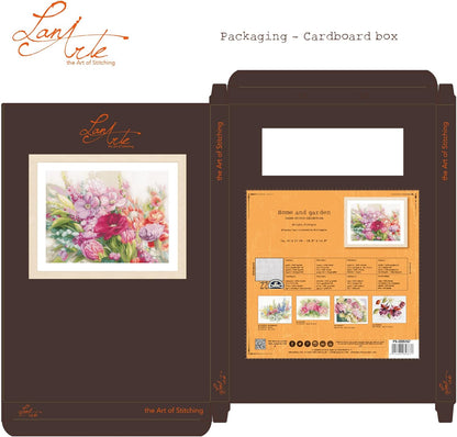 Lanarte Counted Cross Stitch Kit: Bright Florals: Evenweave