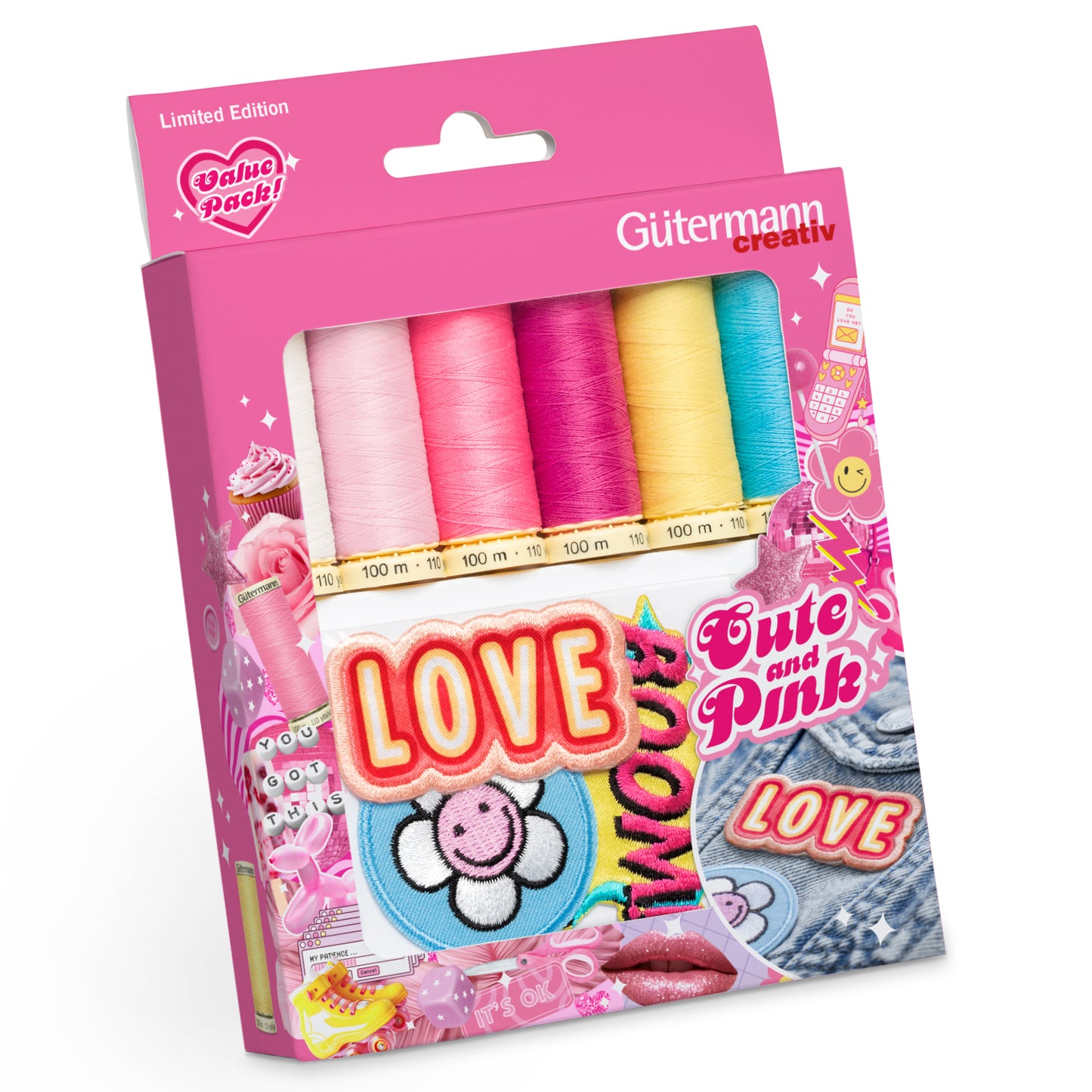 Gutermann Thread Set: Sew-All: 6 x 100m & Motifs: Cute and Pink