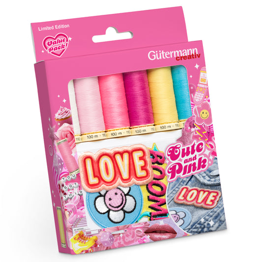 Gutermann Thread Set: Sew-All: 6 x 100m & Motifs: Cute and Pink