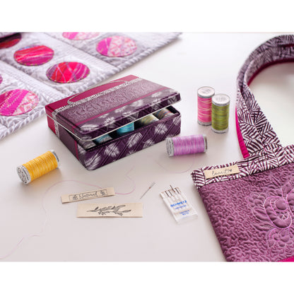 Gutermann Thread Storage Tin Cotton No.30: 12 x 300m, 5 Universal Needles & 3 Labels