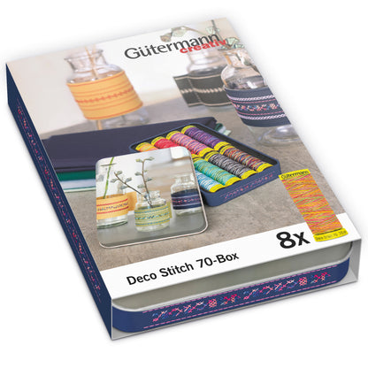 Gutermann Thread Storage Tin Deco Stitch 70: 8 x 70m