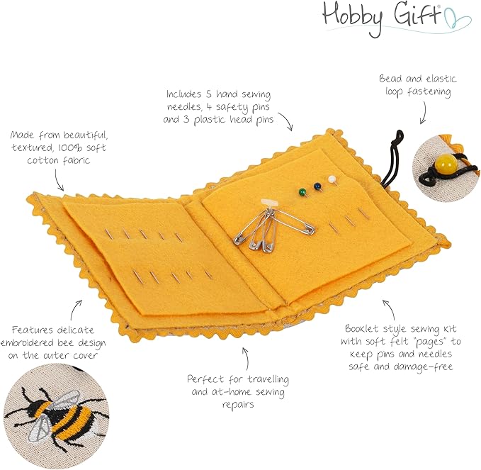 Hobby Gift Needle Case: Embroidered: Bee