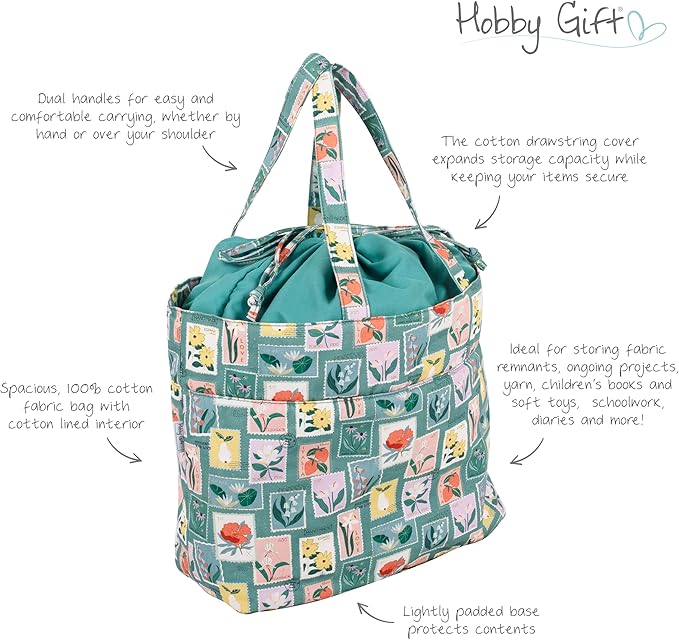 Hobby Gift Craft Bag (L) Drawstring Embroidered Stamps