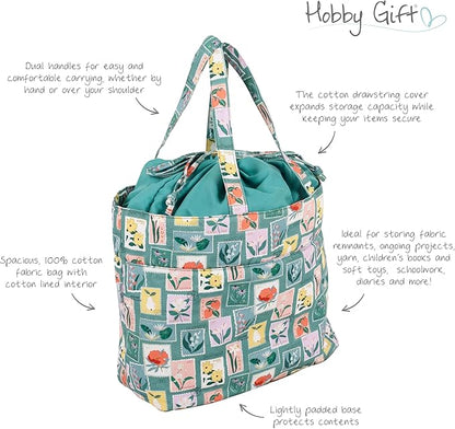 Hobby Gift Craft Bag (L) Drawstring Embroidered Stamps