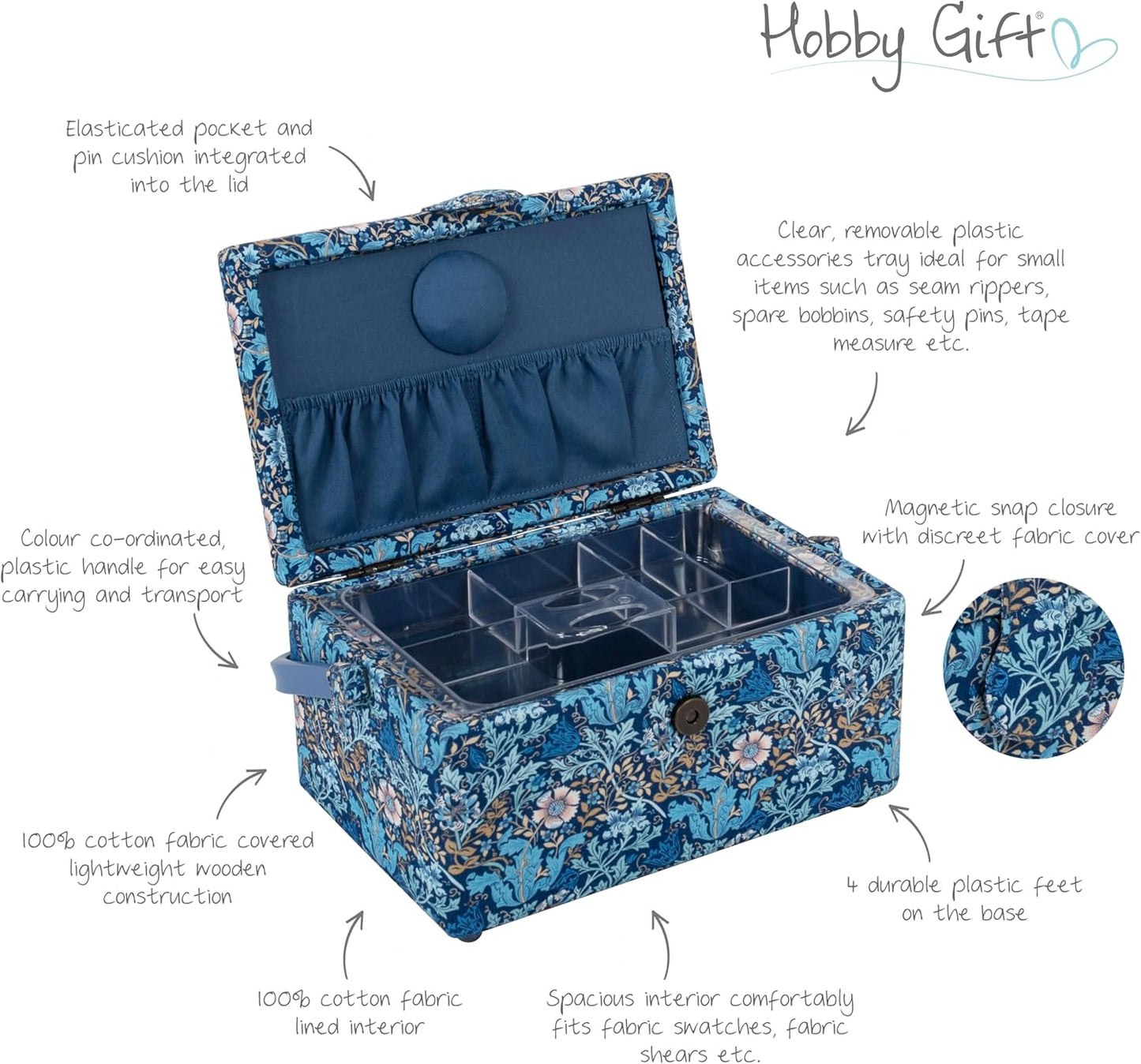Hobby Gift Sewing Box (M) Woodblock Floral