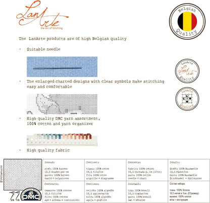 Lanarte Counted Cross Stitch Kit: Bright Florals: Evenweave