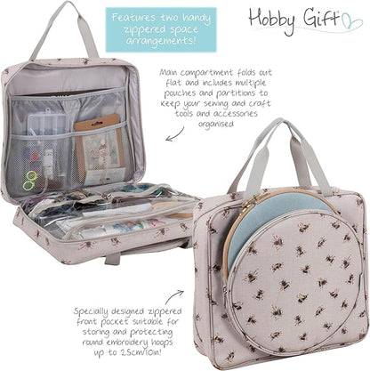 Hobby Gift Project or Craft Bag with Embroidery Hoop Storage Soft: Bee