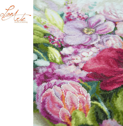 Lanarte Counted Cross Stitch Kit: Bright Florals: Evenweave
