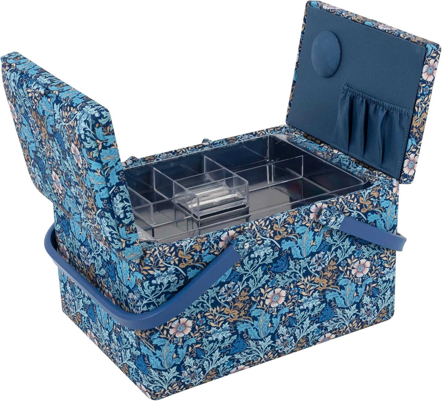 Hobby Gift Sewing Box (L) Twin Lid Woodblock Floral