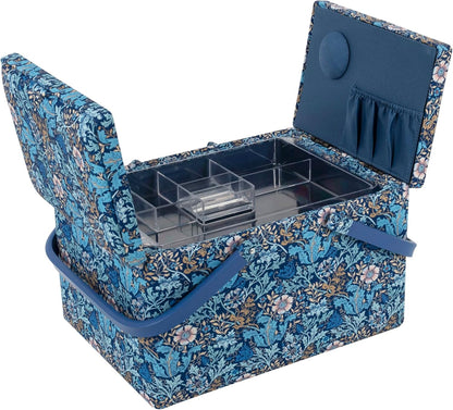 Hobby Gift Sewing Box (L) Twin Lid Woodblock Floral