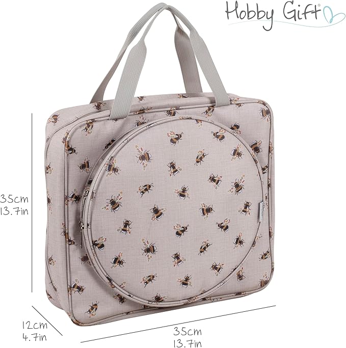 Hobby Gift Project or Craft Bag with Embroidery Hoop Storage Soft: Bee