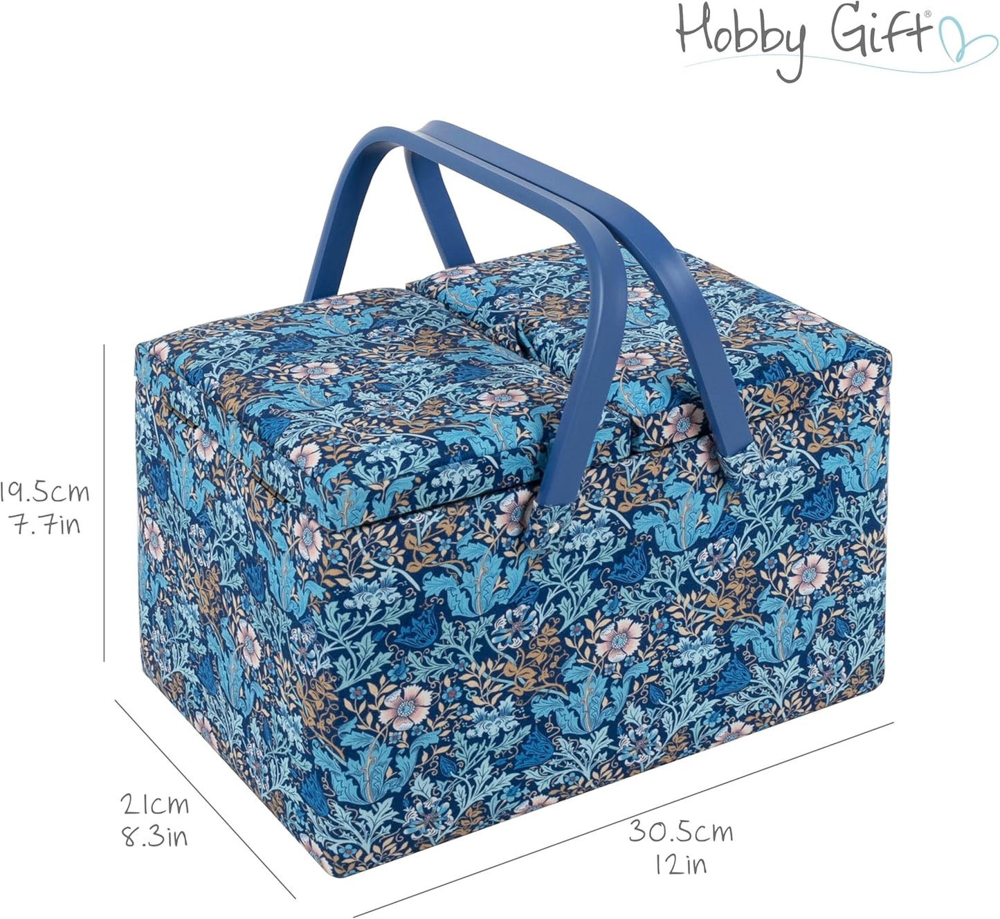 Hobby Gift Sewing Box (L) Twin Lid Woodblock Floral