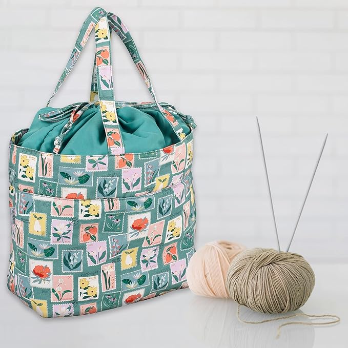 Hobby Gift Craft Bag (L) Drawstring Embroidered Stamps