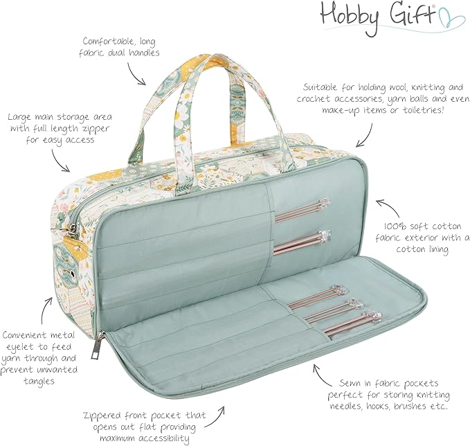 Hobby Gift Knitting Bag with Pin Case Patchwork Bee