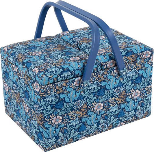 Hobby Gift Sewing Box (L) Twin Lid Woodblock Floral