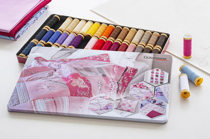 Gutermann Thread Storage Tin: Natural Cotton C. No.50: 48 x 100m: Assorted
