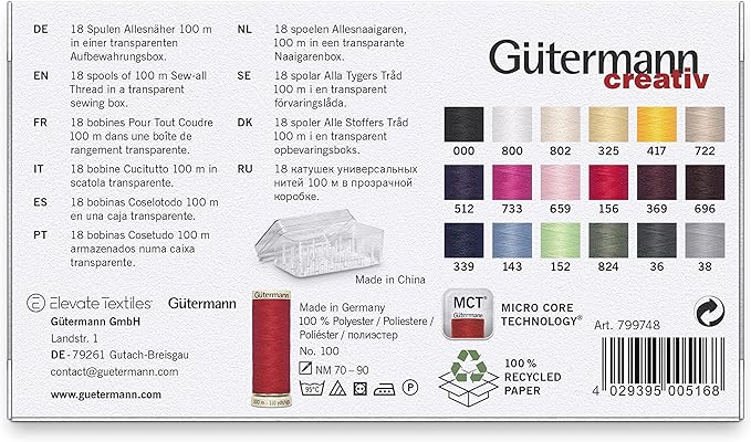 Gutermann Thread Set Sew-All 100m: Pack of 18
