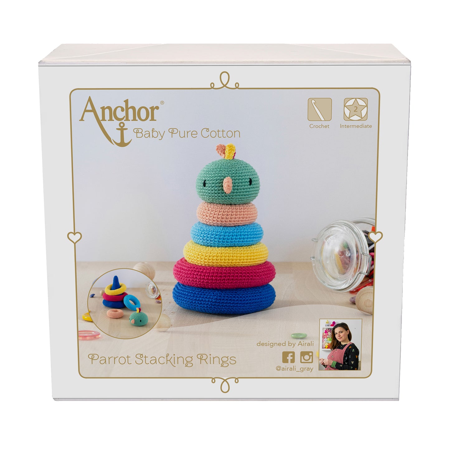 Anchor Crochet Kit: Stacking Toy: Parrot