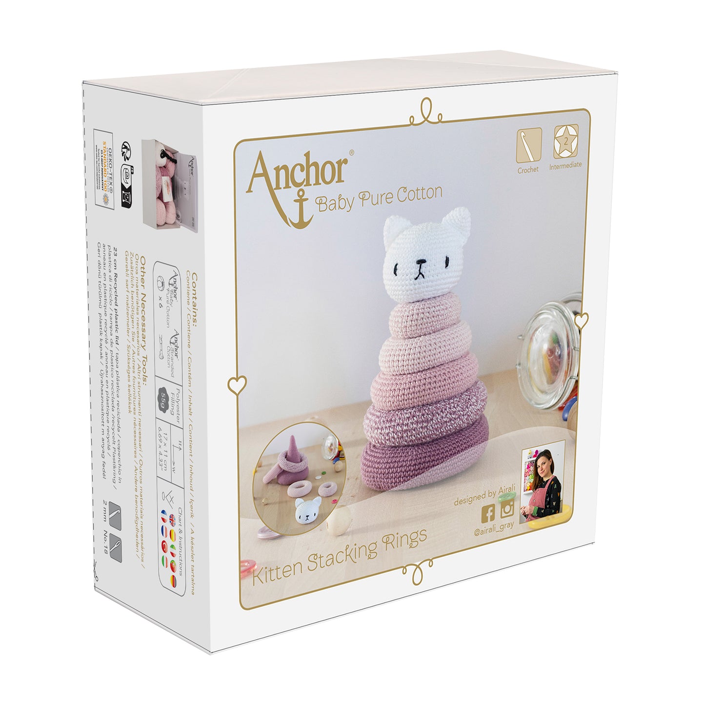 Anchor Crochet Kit: Stacking Toy: Kitten