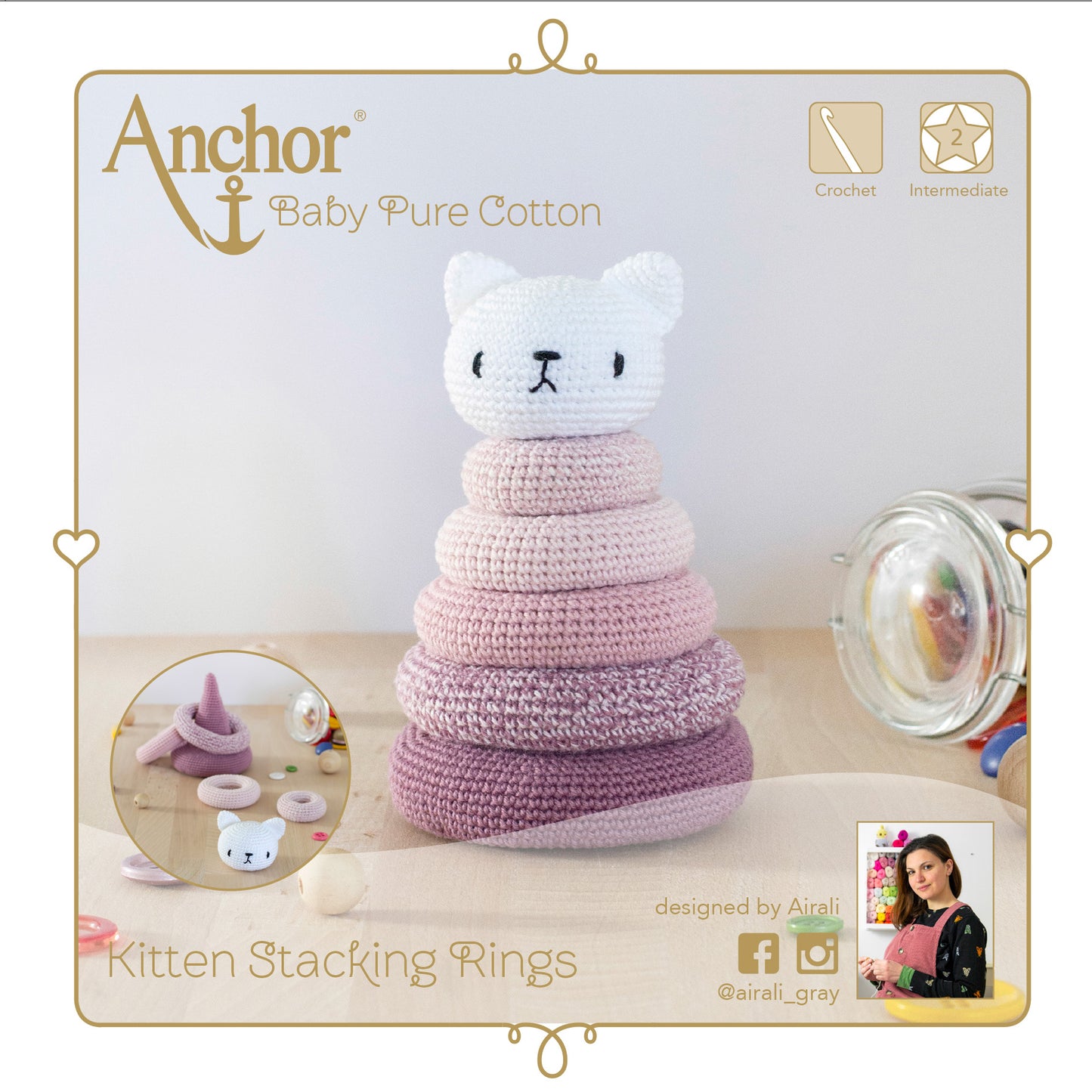 Anchor Crochet Kit: Stacking Toy: Kitten