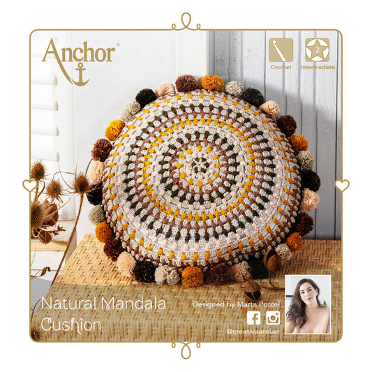 Anchor Crochet Kit Cushion Mandala Natural