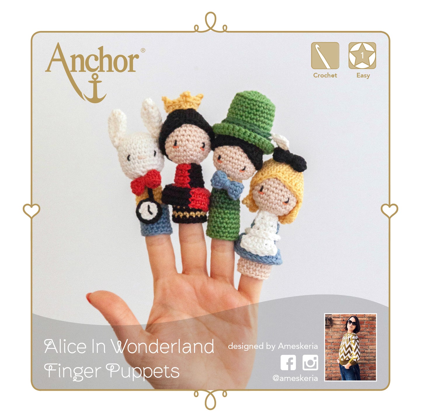 Anchor Crochet Kit Creativa: Amigurumi: Alice in Wonderland Finger Puppets