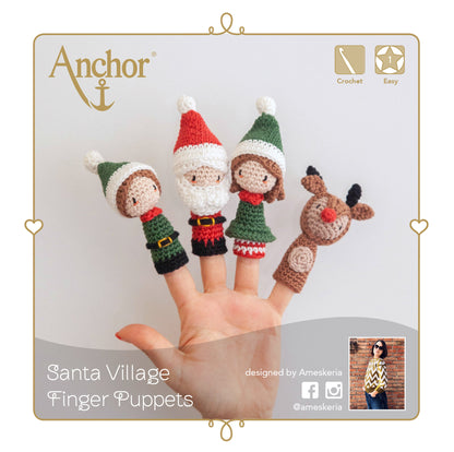 Anchor Crochet Kit Creativa Amigurumi Santa's Village Finger Puppets