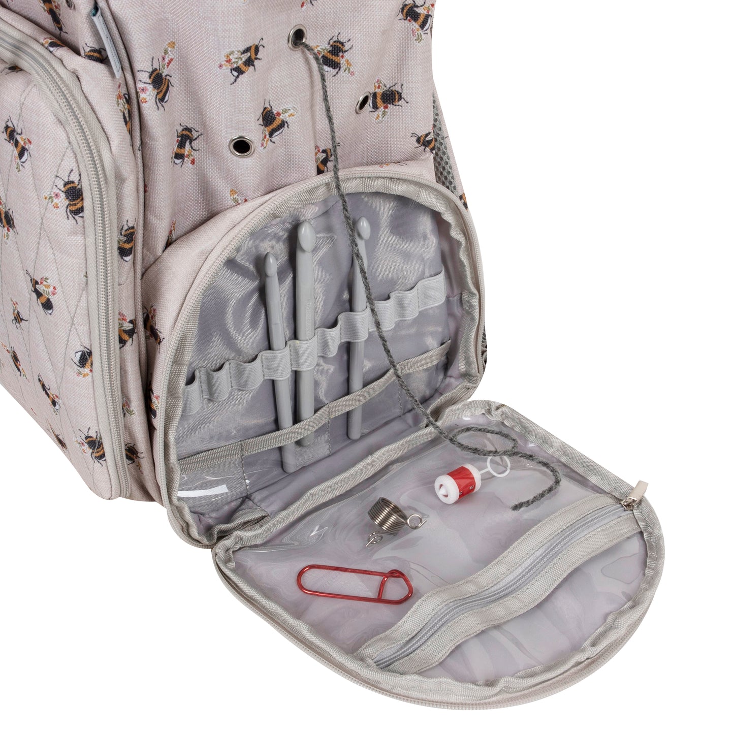 Hobby gift Craft Storage Backpack: Bee Durable & Waterproof Yarn Storage Rucksack with Multiple Compartments