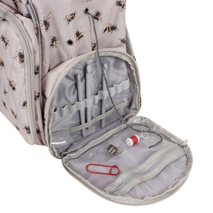 Hobby gift Craft Storage Backpack: Bee Durable & Waterproof Yarn Storage Rucksack with Multiple Compartments