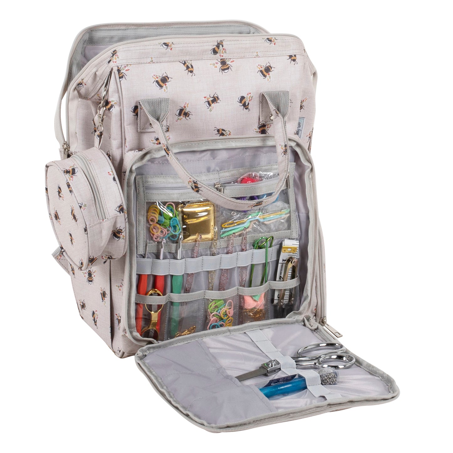Hobby gift Craft Storage Backpack: Bee Durable & Waterproof Yarn Storage Rucksack with Multiple Compartments