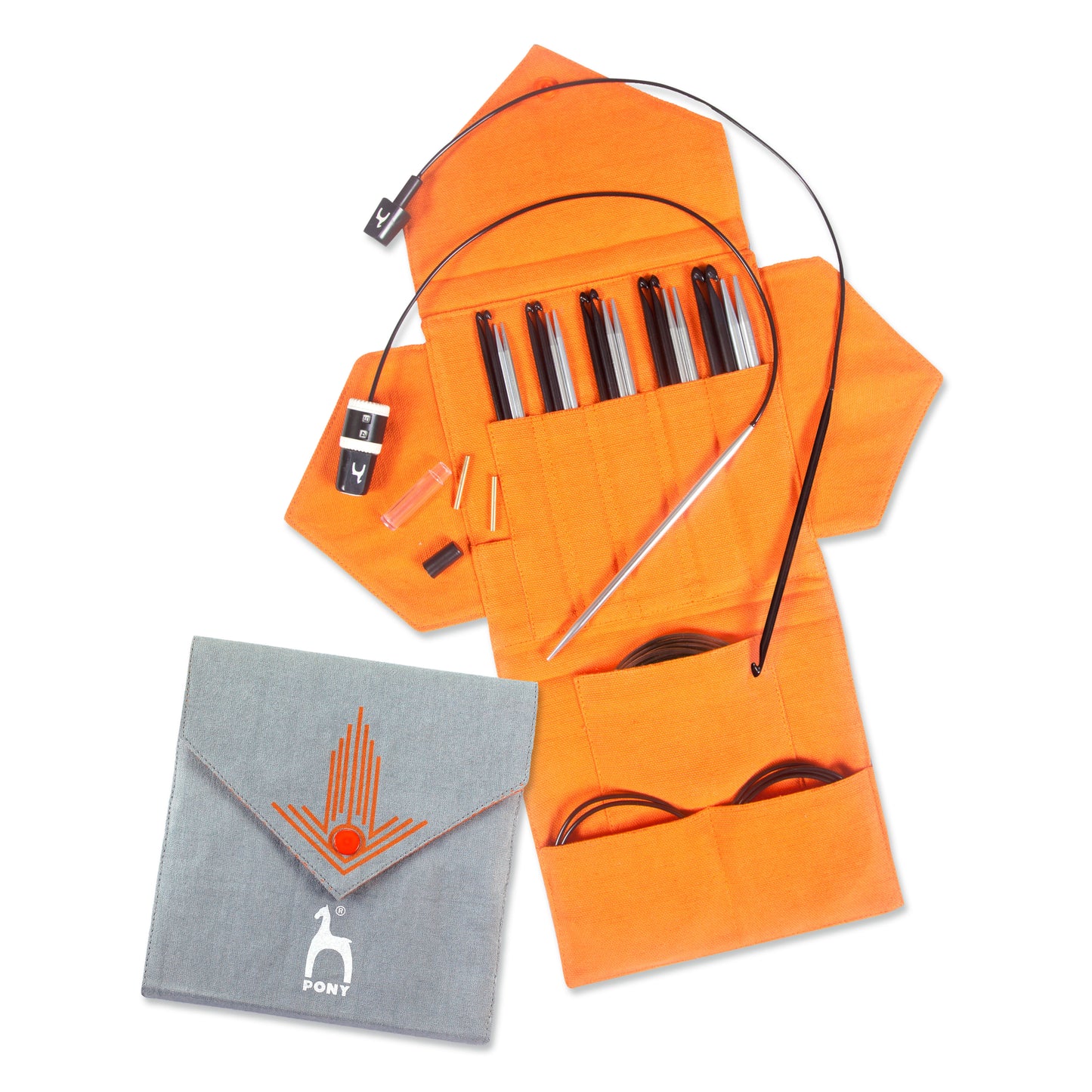 Pony Complete Knitting & Crochet Set Grey & Orange