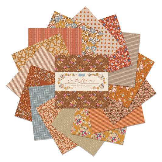 Tilda Fabric: Charm Pack: Permanent: Creating Memories: 12.5 x 12.5cm: Autumn: 32 Pieces