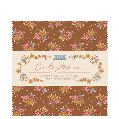 Tilda Fabric: Charm Pack: Permanent: Creating Memories: 12.5 x 12.5cm: Autumn: 32 Pieces
