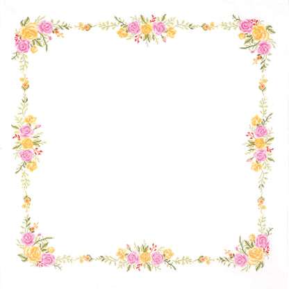 Trimits Printed Cross Stitch Kit: Tablecloth: Floral Bouquet