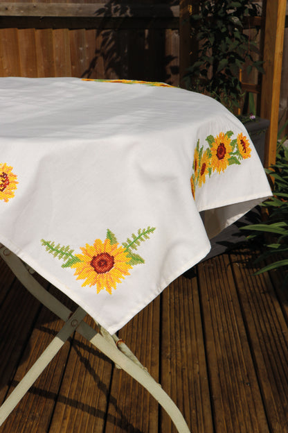 Trimits Printed Cross Stitch Kit: Tablecloth: Sunflowers