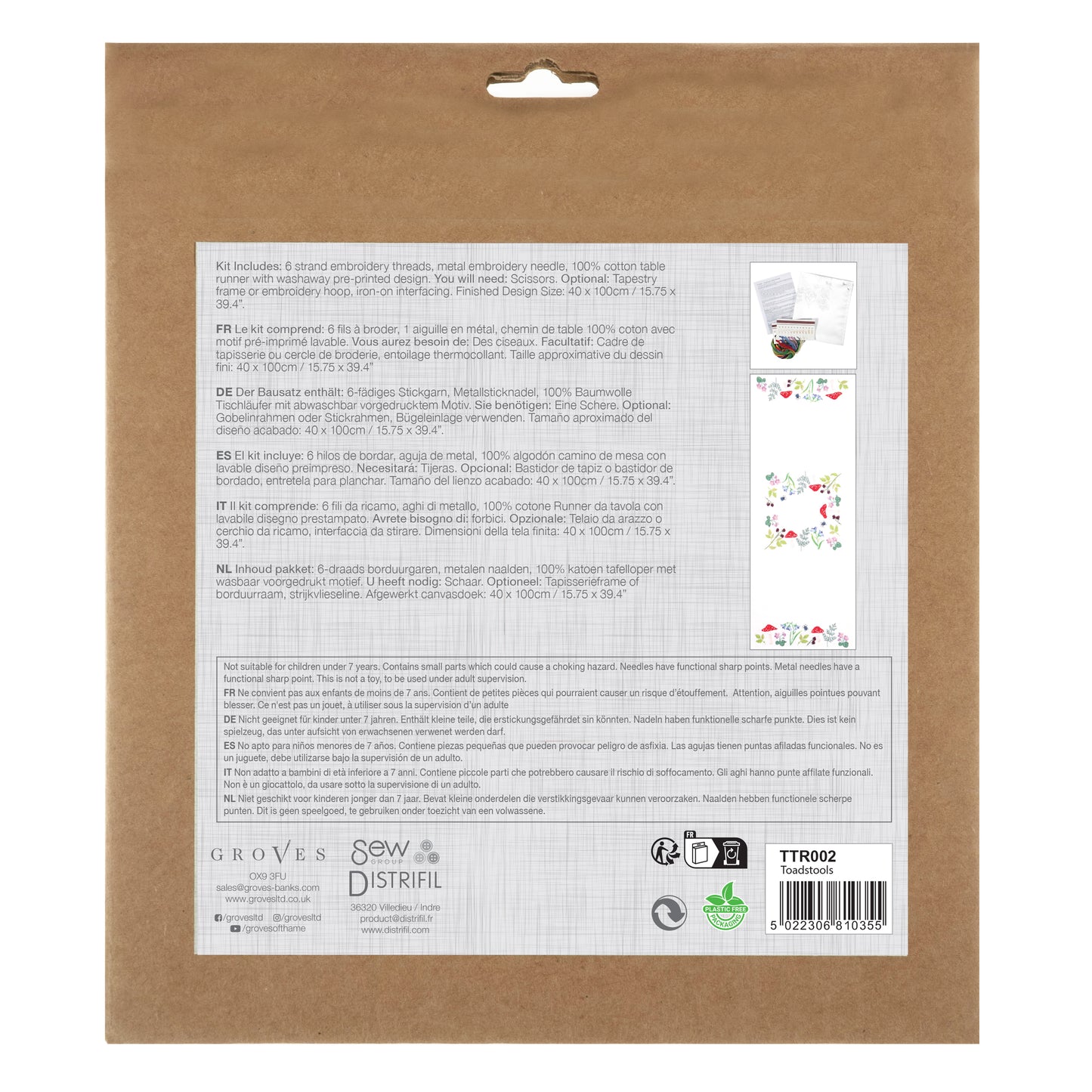 Trimits Embroidery Kit Table Runner: Toadstools