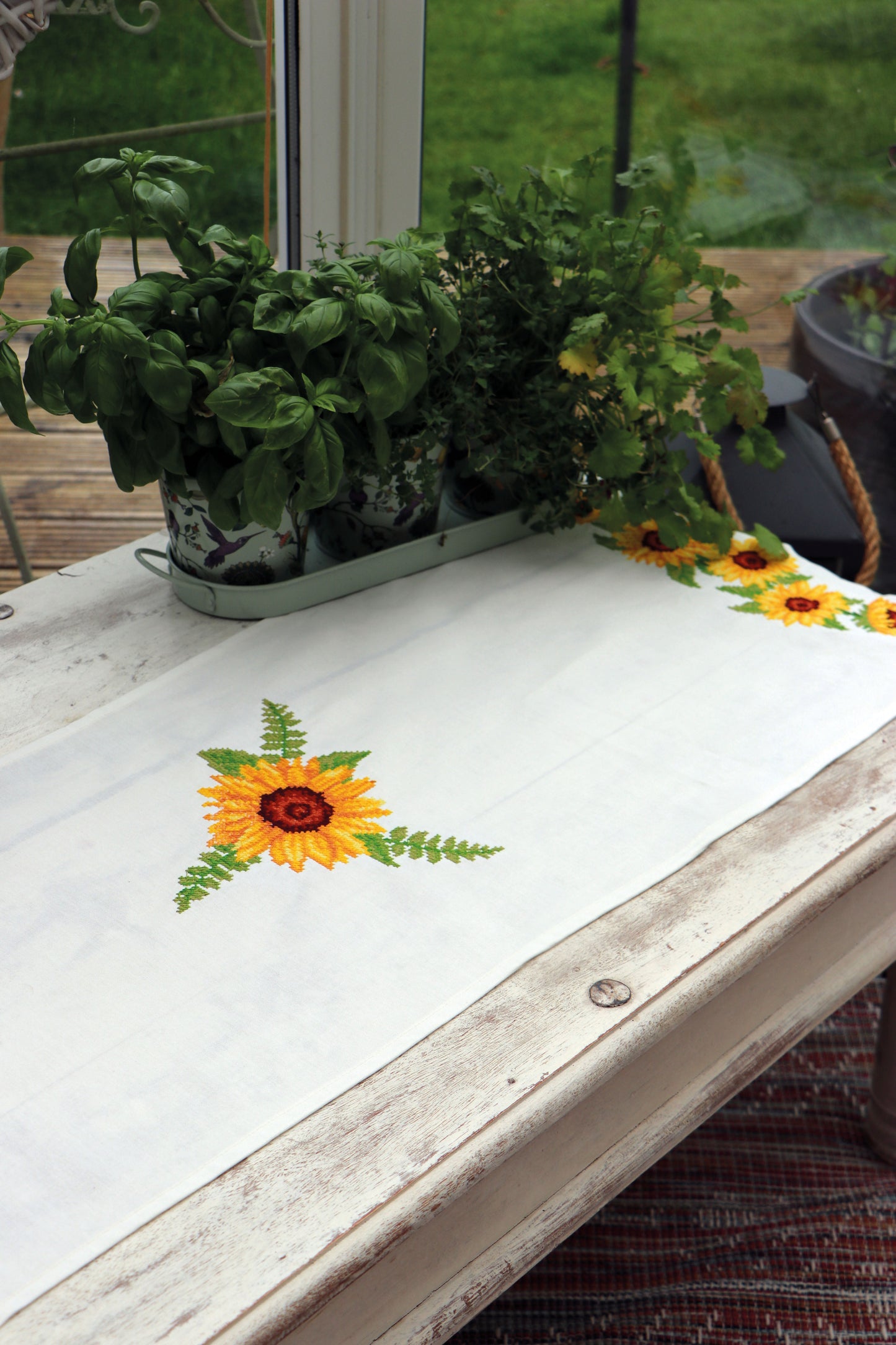 Trimits Printed Cross Stitch Kit: Table Runner: Sunflowers